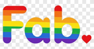 Fab Logo With Rainbow Stripes And Heart PNG