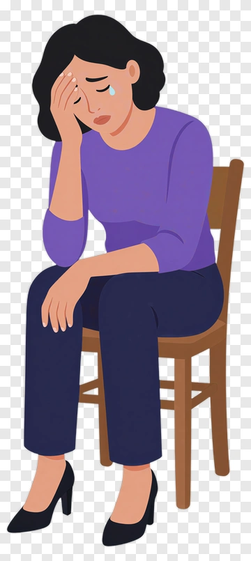 Sad Woman Crying While Sitting PNG