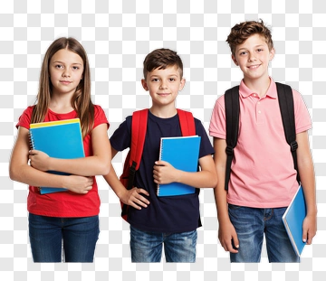 Three Children Holding Notebooks PNG
