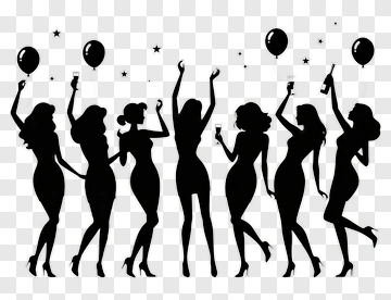 Silhouettes Of Women Celebrating At A Party PNG