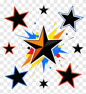 Black Star With Colorful Splatter PNG