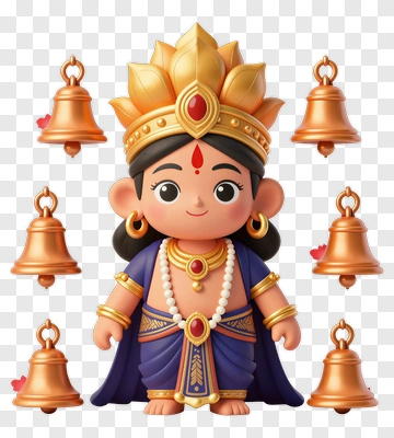 Cartoon Deity Figure With Golden Crown PNG