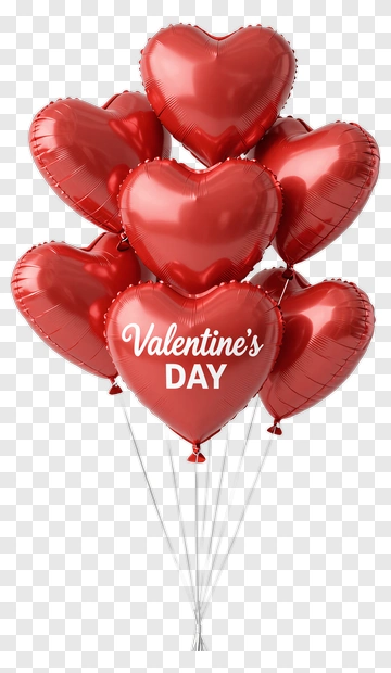 Red Heart Balloons For Valentine's Day PNG