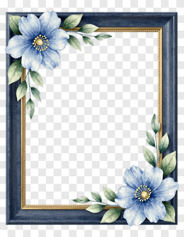 Blue Flower Frame Decor PNG