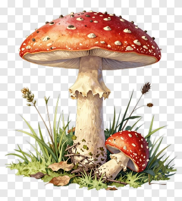 Red Fly Agaric Mushroom In Nature PNG