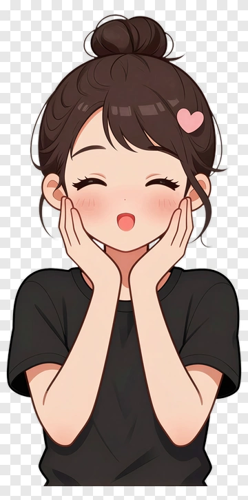 Cute Girl With Heart Hair Clip PNG