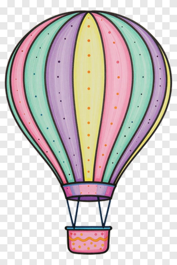 Colorful Hot Air Balloon Drawing PNG