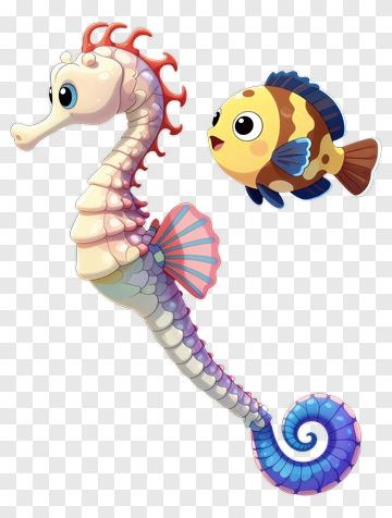 Seahorse And Fish Friends PNG