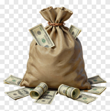 Money Bag With Dollar Bills PNG