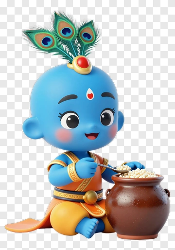 Blue Baby With Peacock Feather Eating PNG