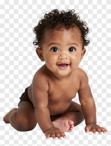 Baby With Curly Hair Smiling PNG