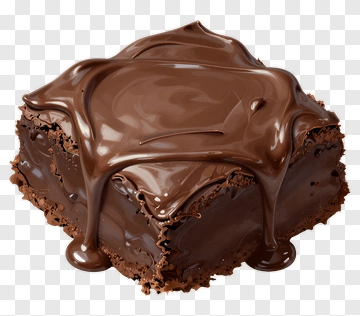 Rich Chocolate Brownie With Glossy Glaze PNG