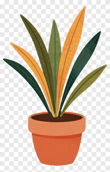 Potted Plant With Green And Orange Leaves PNG