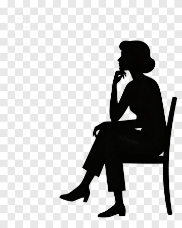 Silhouette Of A Woman Thinking PNG