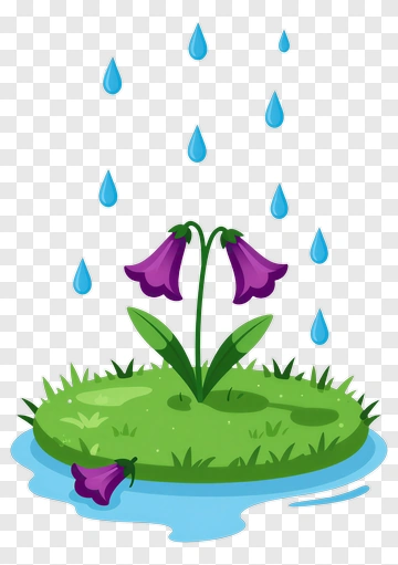 Purple Bellflower In Rain PNG