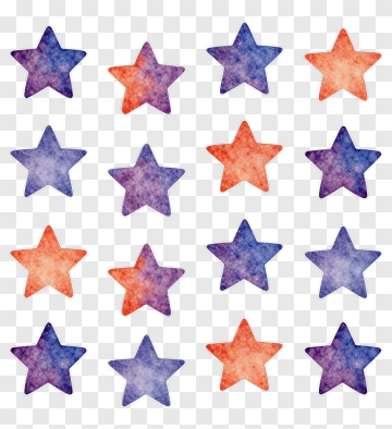 Watercolor Stars In Purple Orange And Blue PNG