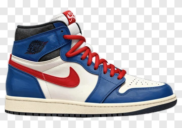 Air Jordan 1 High Blue Red White PNG