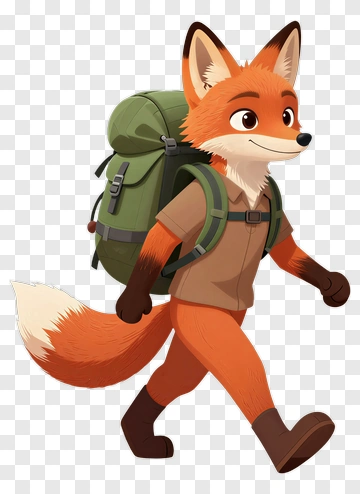 Cartoon Fox Hiker PNG