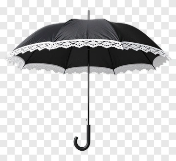 Black Umbrella With White Lace Trim PNG