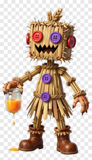 Scarecrow Holding Orange Juice PNG