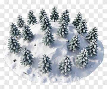 Snow-Covered Pine Trees On A Hill PNG