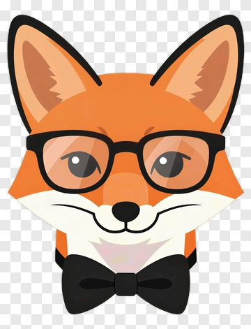 Smart Fox In Glasses And Bow Tie PNG