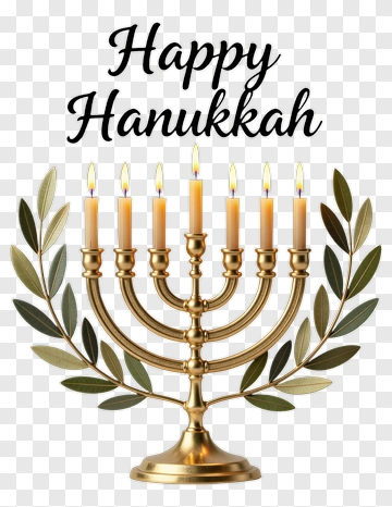 Happy Hanukkah Menorah PNG