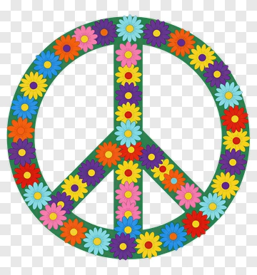 Peace Symbol With Colorful Flowers PNG