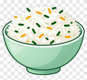 Bowl Of Rice With Green And Orange Topping PNG
