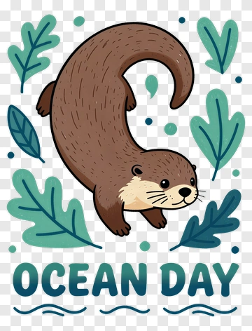 Otter Celebrating Ocean Day PNG