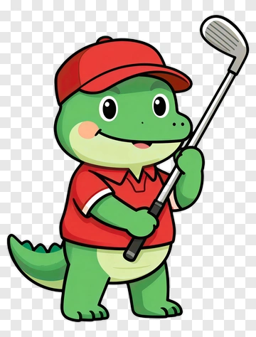 Cartoon Crocodile Golfer PNG