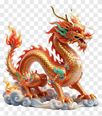 Golden Dragon Statue PNG
