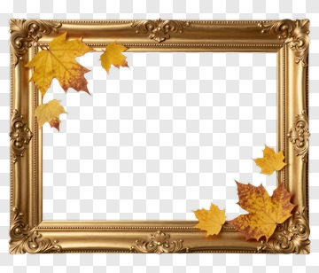 Gold Frame With Autumn Leaves PNG