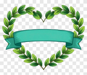 Heart Wreath With Teal Ribbon PNG