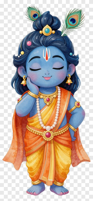 Blue Krishna With Peacock Feathers PNG