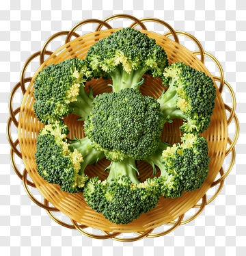 Fresh Broccoli In A Woven Basket PNG