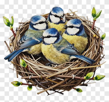 Blue Tits In A Nest PNG