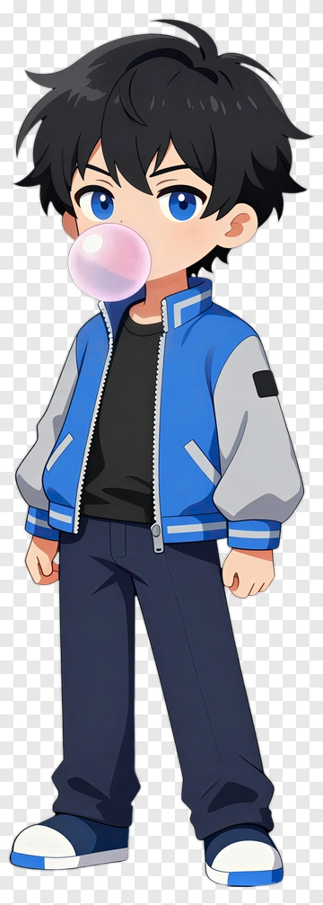 Boy Blowing Bubble Gum PNG