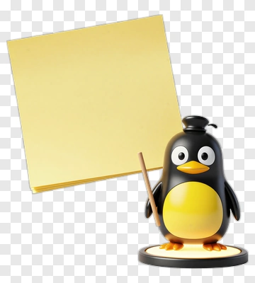 Penguin Holding Yellow Notebook PNG