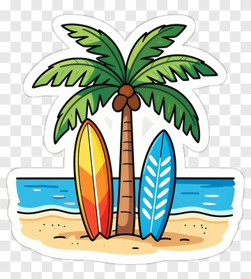 Palm Tree With Surfboards PNG