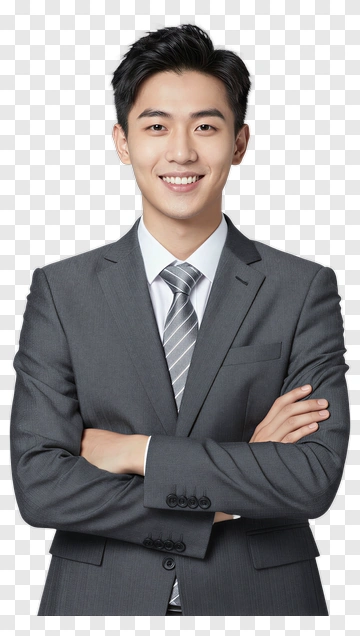 Smiling Businessman In Gray Suit PNG