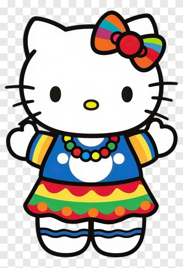 Hello Kitty In Rainbow Dress PNG
