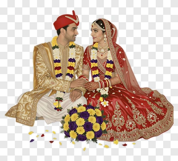 Indian Wedding Couple Portrait PNG