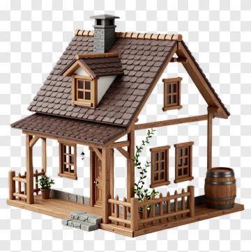 Miniature Wooden House Model PNG