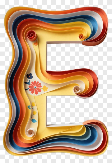 Colorful Quilled Letter E With Flower PNG