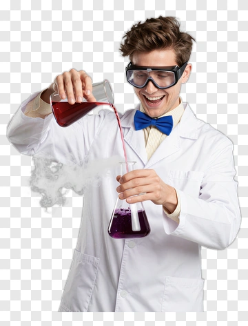 Scientist Pouring Red Liquid Into Beaker PNG