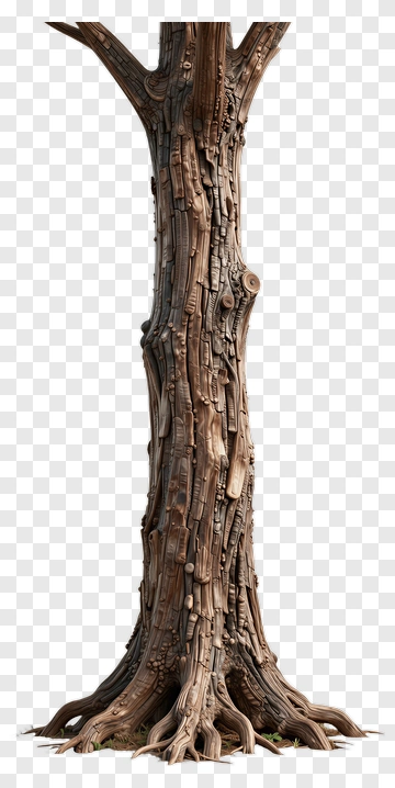 Detailed Tree Trunk With Roots PNG