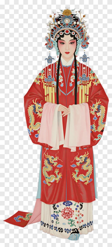Peking Opera Performer In Red Costume PNG