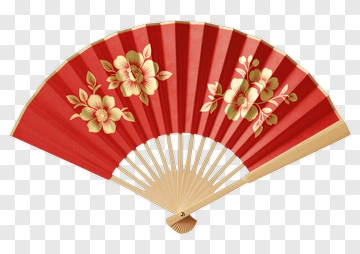 Red And Gold Chinese Hand Fan PNG