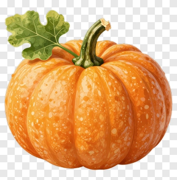Orange Pumpkin With Leaf PNG